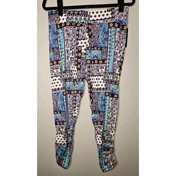 Michael Lauren Pablo Pants S Blue Patchwork Shirred Stretch Rayon Spandex NWT - Picture 3 of 8